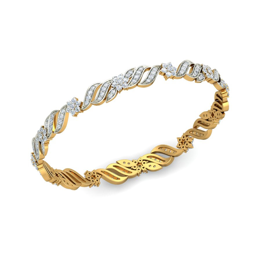 2.27ct Twisted Bloom Natural Diamond Bangle-SOLITAIREKART